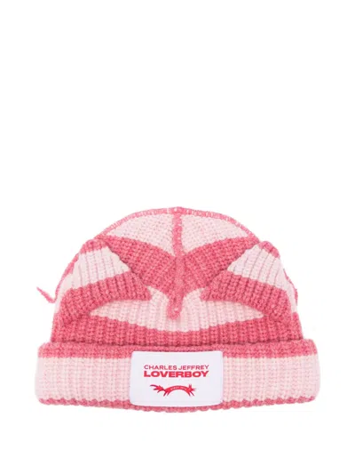 Charles Jeffrey Loverboy Chunky Ears Striped Beanie Hat In Multi