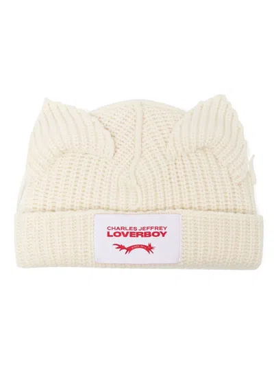 Charles Jeffrey Loverboy Off-white Chunky Ears Beanie In Ecru
