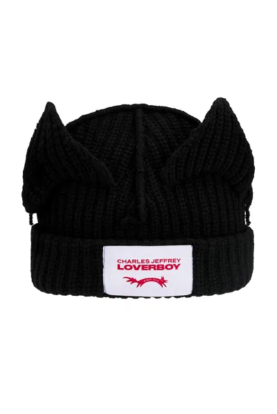 Charles Jeffrey Loverboy Supersized Chunky Ears Beanie In Black
