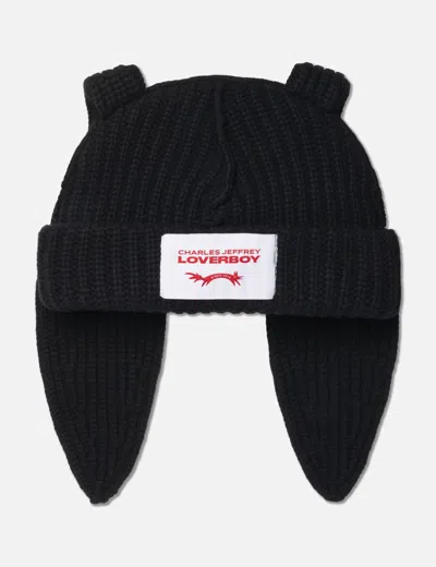 Charles Jeffrey Loverboy Chunky Rabbit Beanie In Black
