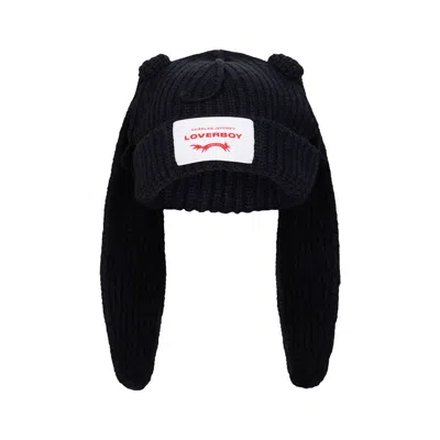 Pre-owned Charles Jeffrey Loverboy Chunky Rabbit Beanie 'black'