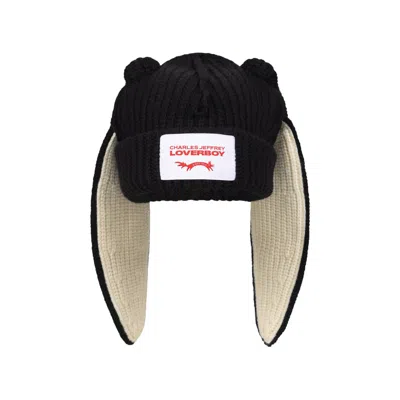 Pre-owned Charles Jeffrey Loverboy Chunky Rabbit Beanie 'black/ecru' | Men's Size Onesize