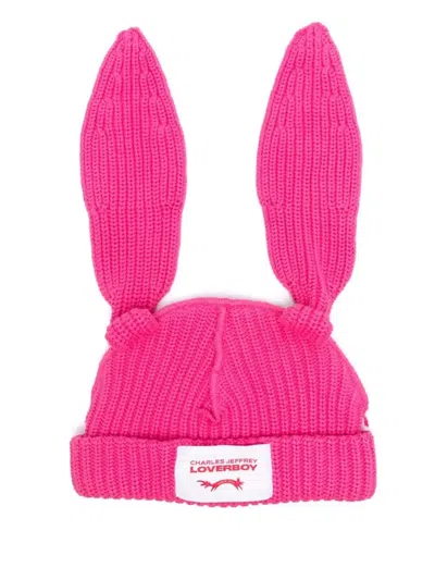 Charles Jeffrey Loverboy Ears-detailed Beanie In Pink