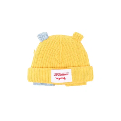 Pre-owned Charles Jeffrey Loverboy Chunky Rabbit Beanie 'yellow/blue' | Men's Size Onesize