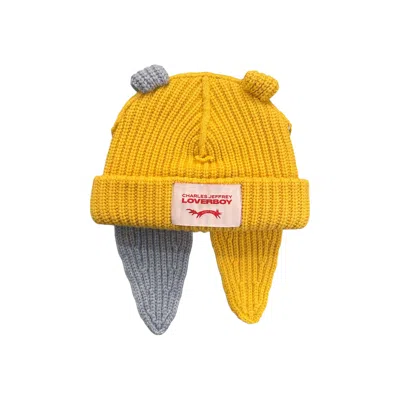 Pre-owned Charles Jeffrey Loverboy Chunky Rabbit Beanie 'yellow/light Blue' | Men's Size Onesize