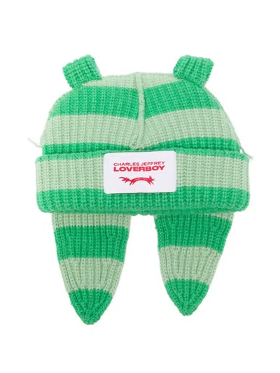 Charles Jeffrey Loverboy Chunky Rabbit Striped Beanie Hat In Multi