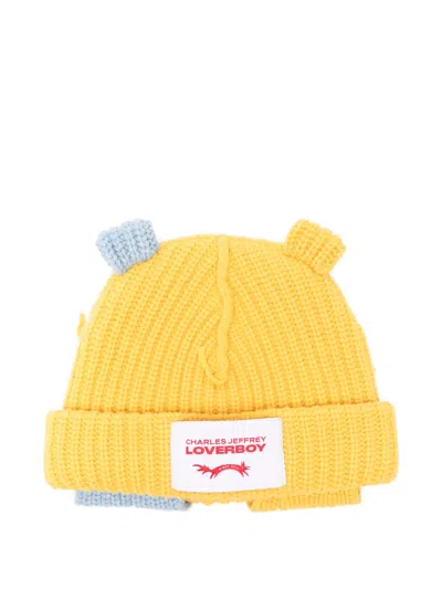 Charles Jeffrey Loverboy Chunky Ribbed Beanie Hat In Yellow