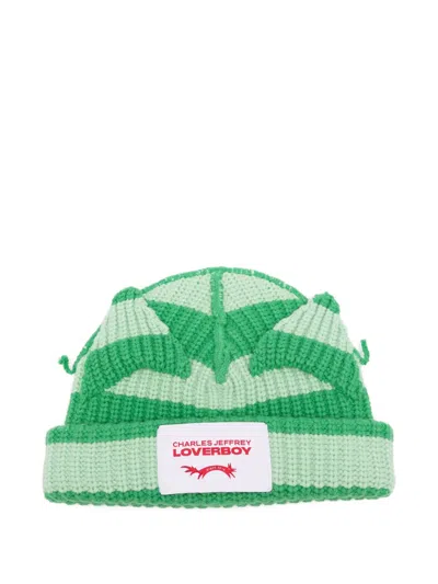 Charles Jeffrey Loverboy Chunky-knit Ears Beanie Hat In Green