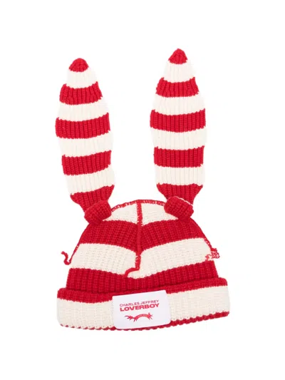 Charles Jeffrey Loverboy Chunky-knit Rabbit Beanie Hat In Red