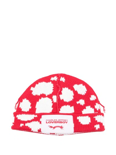 Charles Jeffrey Loverboy Beanie Aus Baumwolle In Red/white