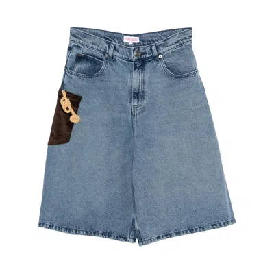 Pre-owned Charles Jeffrey Loverboy Crochet Trumpet Shorts 'washed Denim' | Blue | Men's Size 32