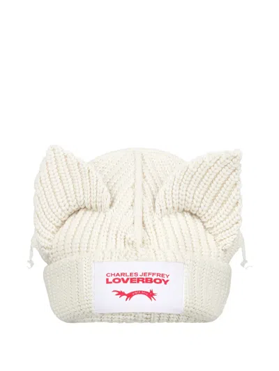 Charles Jeffrey Loverboy Ears Beanie In White