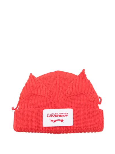 Charles Jeffrey Loverboy Ears-detail Beanie In Red