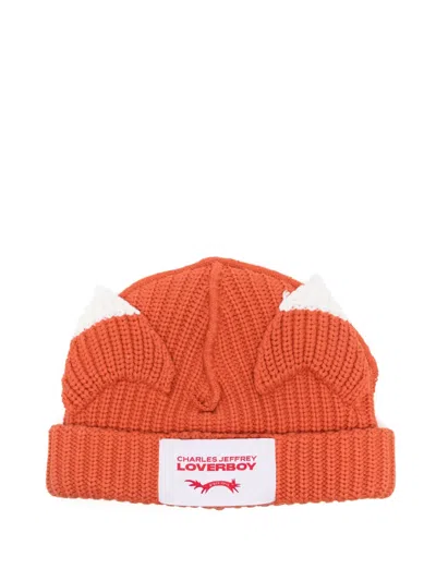 Charles Jeffrey Loverboy Ears-detailed Beanie In 橘色