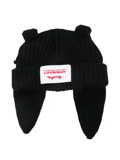 Charles Jeffrey Loverboy Ears Knitted Beanies Hat In Black