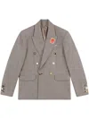 Charles Jeffrey Loverboy Mens Edinburgh Checked Double-breasted Cotton Blazer Beige In Neutrals