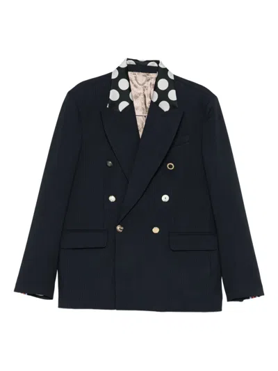 Charles Jeffrey Loverboy Edinburgh Pinstripe Polka-dot Collar Blazer In Blue
