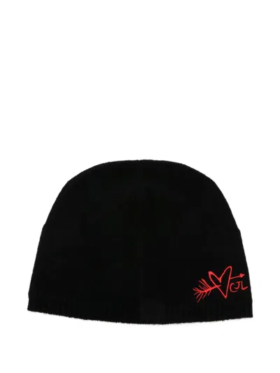 Charles Jeffrey Loverboy Embroidered Beanie Hat In Black