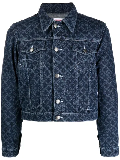 Charles Jeffrey Loverboy Etchen-print Denim Jacket In Blue