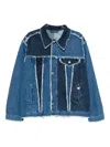 Charles Jeffrey Loverboy Frayed Patchwork Denim Jacket In Blue