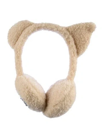Pre-owned Charles Jeffrey Loverboy Fur Logo Earmuffs W/tags In Neutrals
