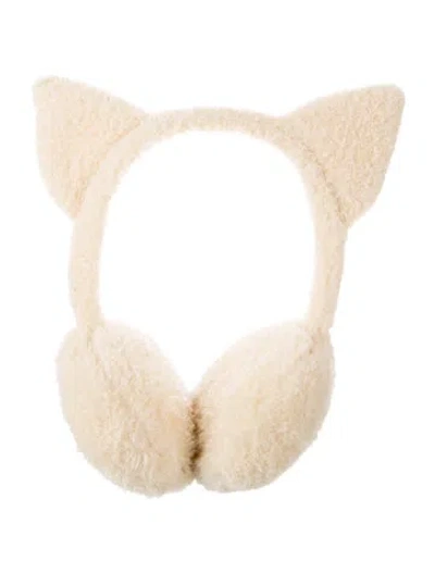 Pre-owned Charles Jeffrey Loverboy Fur Logo Earmuffs W/tags In Neutrals