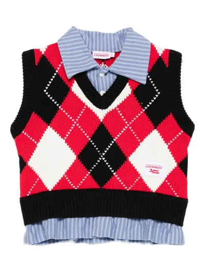 Charles Jeffrey Loverboy Geometric-pattern Cotton Vest In Blue
