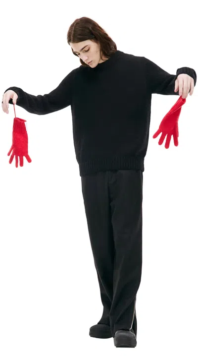 Charles Jeffrey Loverboy Gloves Mohair Jumper In Black/red