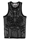 Charles Jeffrey Loverboy Black Graphic Net Tank Top In Black