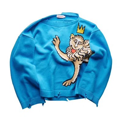Pre-owned Charles Jeffrey Loverboy Graphic Slash Jumper 'blue'