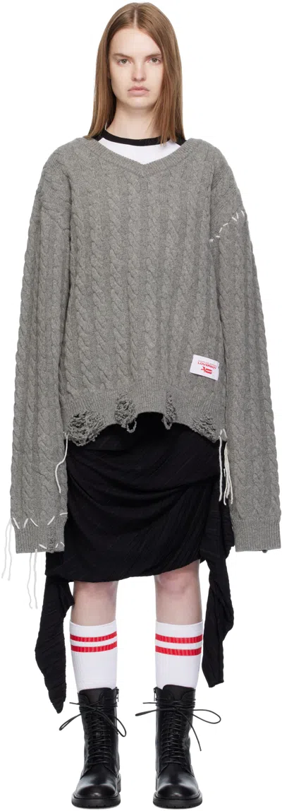 Charles Jeffrey Loverboy Gray Label Cable Knitted Sweater