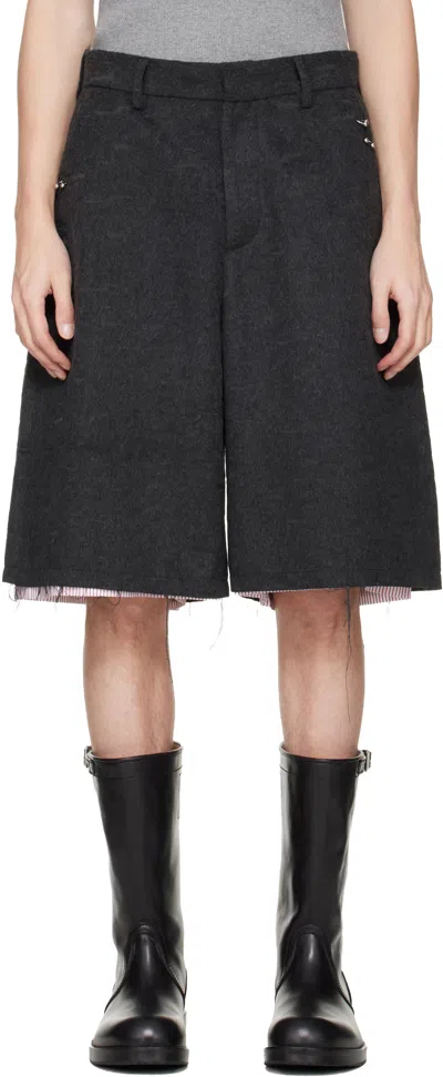 Charles Jeffrey Loverboy Gray Wide Tailored Shorts In Black