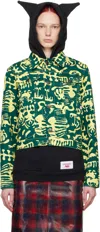 Charles Jeffrey Loverboy Green & Yellow Art Denim Jacket In Block Denim