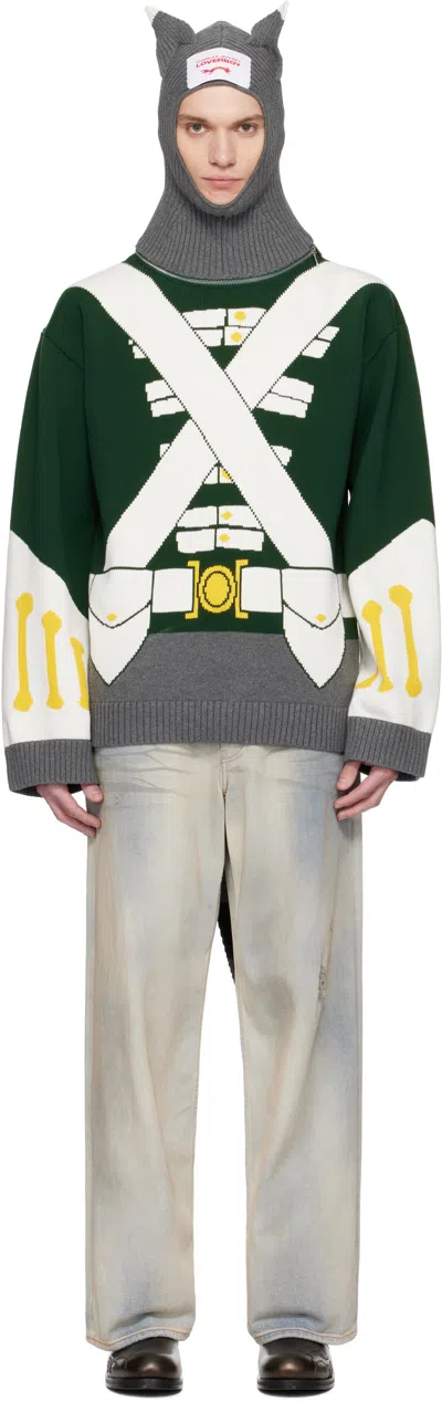 Charles Jeffrey Loverboy Green Animal Boo Hoodie In Green Raccoon