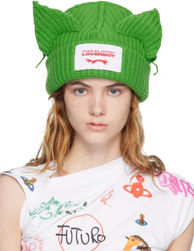 Charles Jeffrey Loverboy Green Chunky Ears Beanie