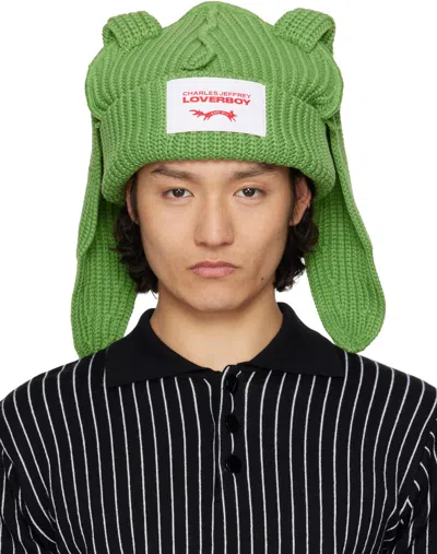 Charles Jeffrey Loverboy Green Chunky Rabbit Beanie