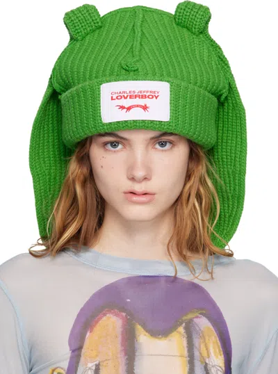 Charles Jeffrey Loverboy Green Chunky Rabbit Beanie