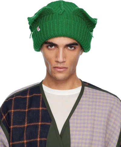 Charles Jeffrey Loverboy Green Mohair Chunky Ears Beanie
