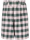 Charles Jeffrey Loverboy Green Logo-patch Gingham Cotton Shorts In Green