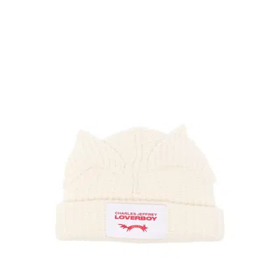 Charles Jeffrey Loverboy Off-white Chunky Ears Beanie In Ecru
