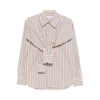 Pre-owned Charles Jeffrey Loverboy Hold Me Shirt 'beige Stripe' | Tan | Men's Size L In Brown