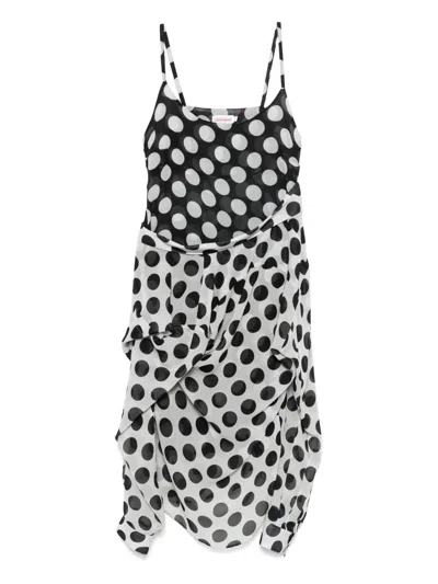 Charles Jeffrey Loverboy Hug Midikleid In Black + White Polka