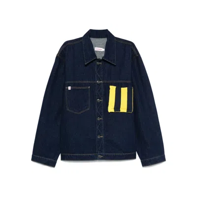 Charles Jeffrey Loverboy Knitted-patch Denim Jacket In Multicolor