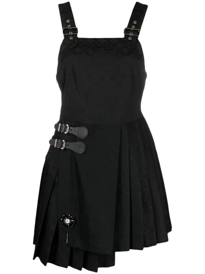 Charles Jeffrey Loverboy Kilt Jacquard Minidress In Black