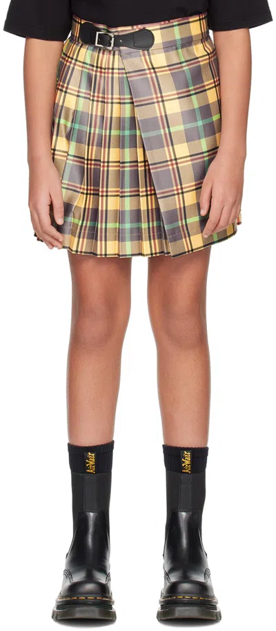 Charles Jeffrey Loverboy Kids Yellow Kilt Skirt In Tartan