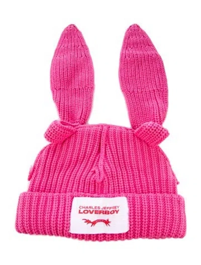 Pre-owned Charles Jeffrey Loverboy Knit Beanie W/tags In Pink