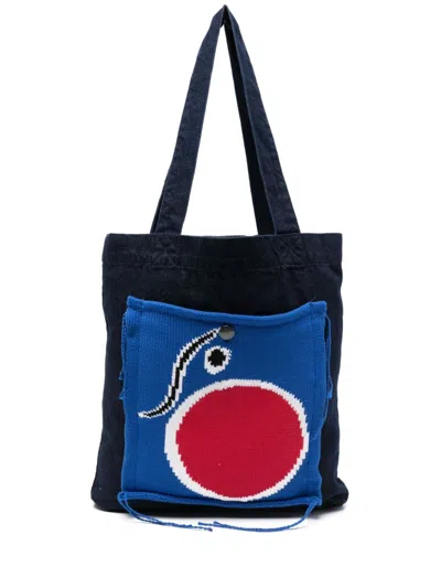 Charles Jeffrey Loverboy Knit Patch Tote Bag In Blue