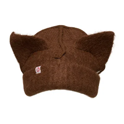 Charles Jeffrey Loverboy Knitted Alpaca Beanie In Brown