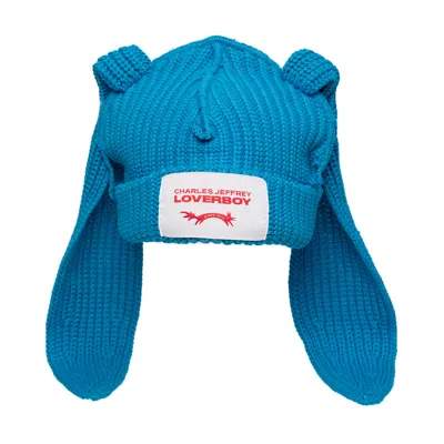 Charles Jeffrey Loverboy Knitted Hat With A Patch In Blue