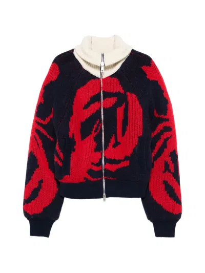 Charles Jeffrey Loverboy Knitted Zip Puffer Jacket In Black